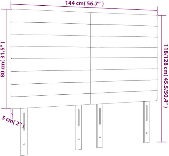vidaXL Κεφαλάρι Κρεβατιού Υφασμάτινο Μαύρο 144x78cm