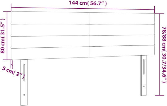 vidaXL Табла За Легло Текстил Светлосив 144x78см