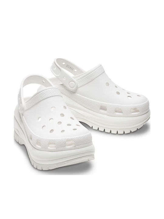 Crocs Classic Mega Crush Ανατομικά Σαμπό Λευκά Crocs Classic Mega Crush Ανατομικά Σαμπό Λευκά