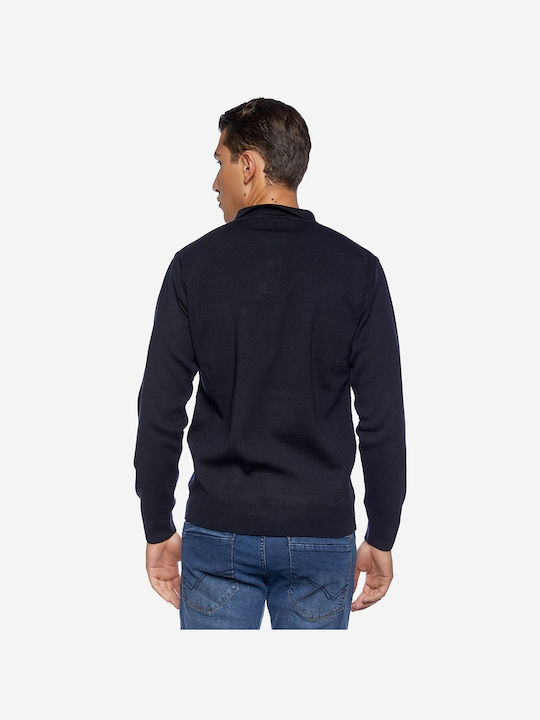 Sogo Herren Langarm-Pullover Polo Marine