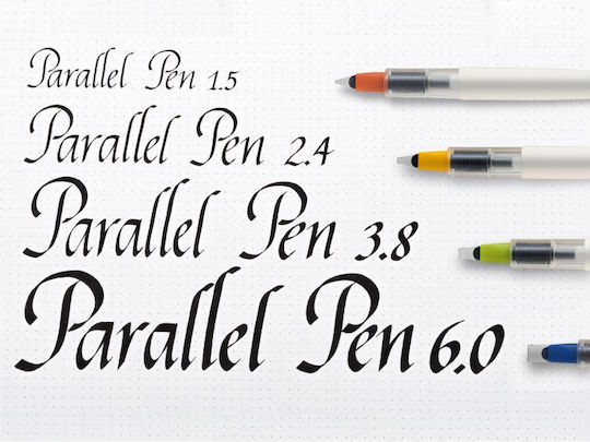 Pilot Calligraphy Fountain Pen 1.5mm Silver With Black Ink