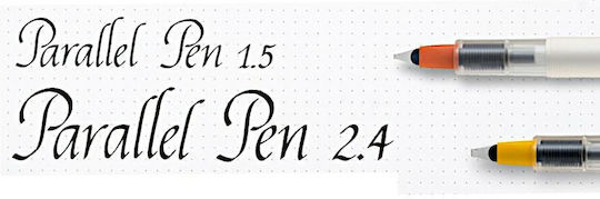 Pilot Calligraphy Pen Fine 2.4mm Silver with Blue Ink