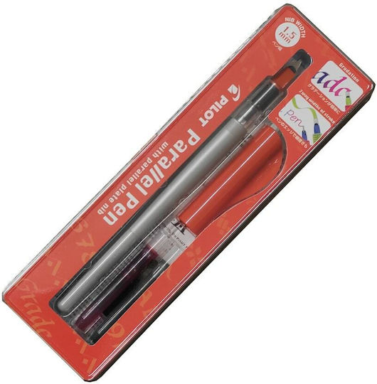 Pilot Calligraphy Fountain Pen 1.5mm Silver With Black Ink