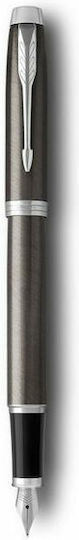 Parker Fountain Pen Medium Brown Steel with Brown Ink