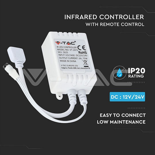 V-TAC Bandă LED 24V RGB Lumină 5m Tip COB cu Telecomandă