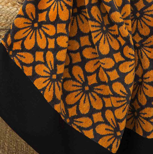 Nima Jacquard Βαμβακερή Black-Orange 160x90εκ.