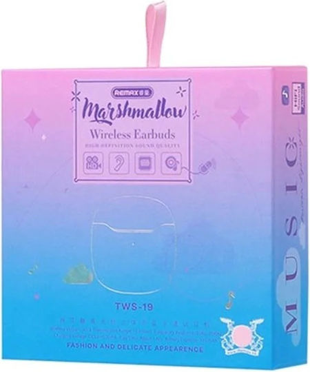 Remax TWS-19 Earbud Bluetooth Handsfree Earphones with Charging Case Pink