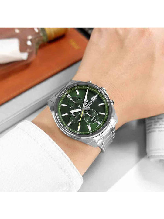 Casio Edifice Men's Watch 47mm Chronograph Battery with Silver Metal Bracelet