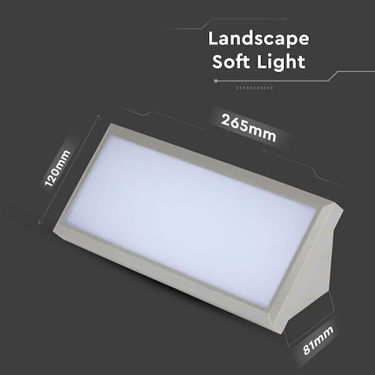 V-TAC Aplica de exterior montată pe perete LED IP65 12W cu Alb Natural Lumină 26.5x12x8.1εκ.