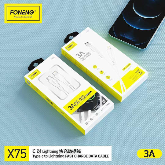 Foneng X73 USB 2.0 Кабел USB-C Мъжки - USB-C 60W Бял 1м