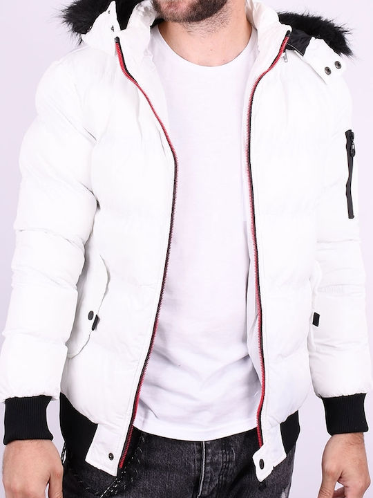 Inflatable jacket with hood White White