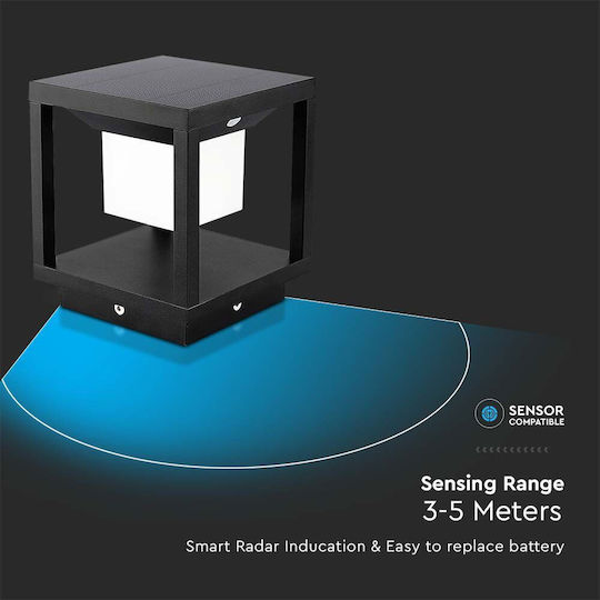 V-TAC Solar Light Floor 2W 90lm Warm White 3000K with Motion Sensor and Photocell IP65 14cmx14cmx16.3cmcm