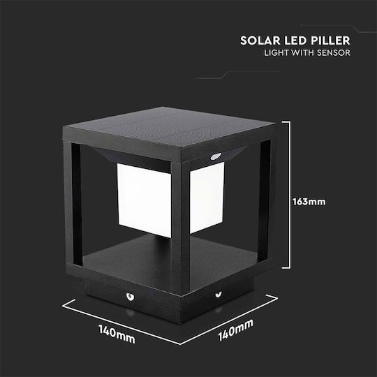 V-TAC Solar Light Floor 2W 90lm Warm White 3000K with Motion Sensor and Photocell IP65 14cmx14cmx16.3cmcm