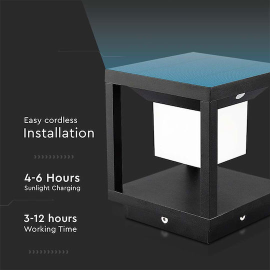 V-TAC Solar Light Floor 2W 90lm Warm White 3000K with Motion Sensor and Photocell IP65 14cmx14cmx16.3cmcm