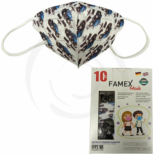 Famex Disposable Protective Mask FFP2 NR Kids White with Cars 1200pcs