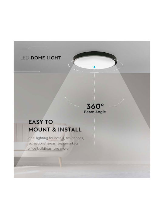 V-TAC Outdoor Ceiling Flush Mount with Integrated LED in Black Color 7638