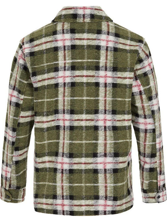 Дълъг Ръкав Overshirt Стандартна Кройка Каре Зелен