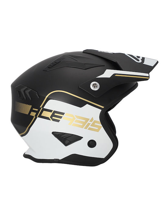 Acerbis Aria White/Black/Gold Motorcycle Helmet Jet ECE 22.06 1050gr with Sunvisor