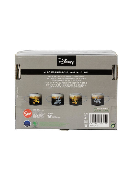 Stor Mickey Mug Glass Transparent 100ml 4pcs