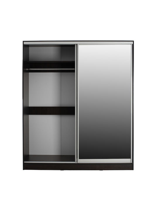 Doppeltür Kleiderschrank Schieben Adler mit Spiegel Wenge 160x60x210cm