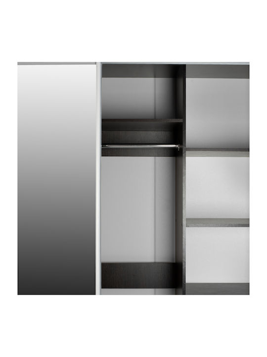 Doppeltür Kleiderschrank Schieben Adler mit Spiegel Wenge 160x60x210cm