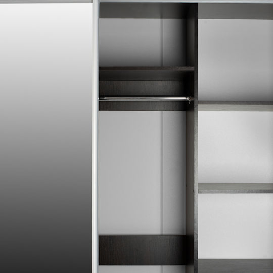 Adler Δίφυλλη Ντουλάπα Συρόμενη με Καθρέπτη Wenge 160x60x210cm