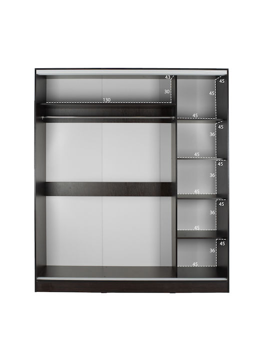 Doppeltür Kleiderschrank Schieben Adler mit Spiegel Wenge 160x60x210cm