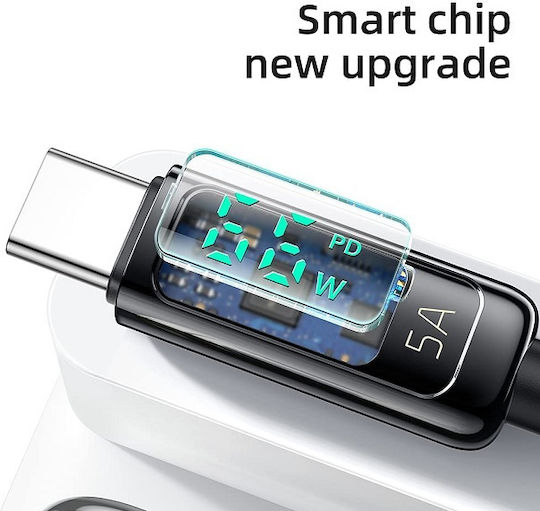 Mcdodo Visuelles Display Geflochtenes LED USB 2.0 Kabel USB Typ-C männlich - USB-A 66W PD Schwarz 1.2m CA-8690