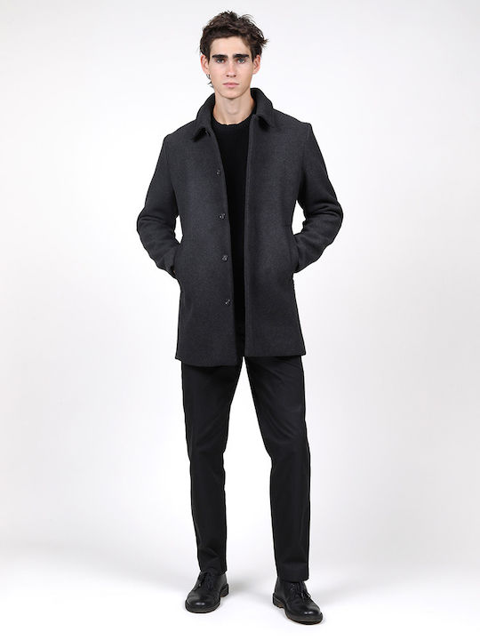 WEMOTO Tony - Wool Felt Coat [Dark Heather] Silver