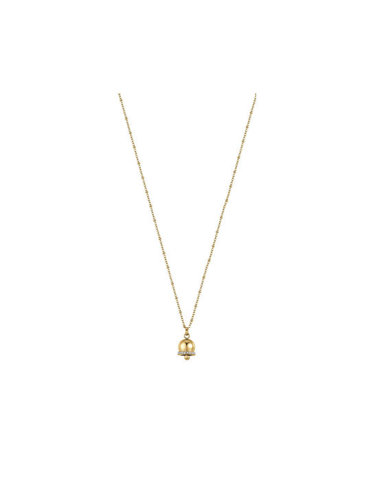 Luca Barra Necklace from Gold Plated Steel with Zircon