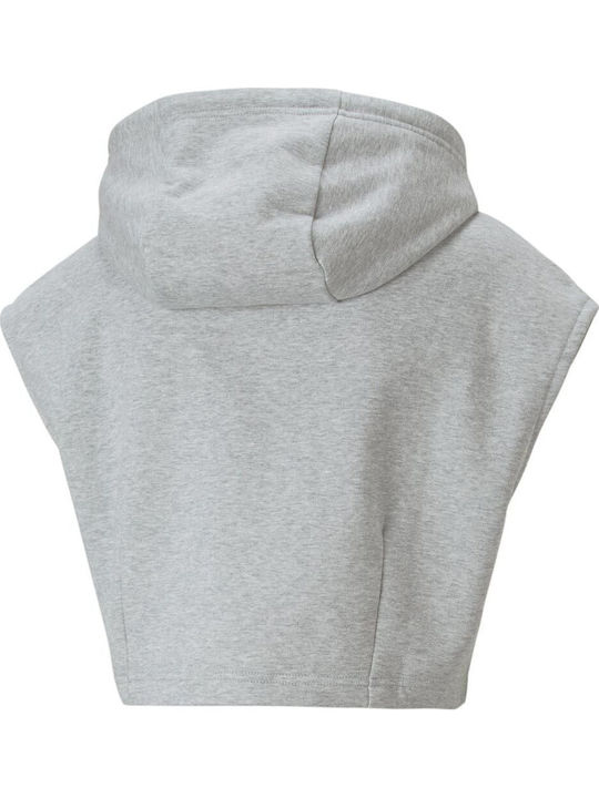 Gekürzt Damen Sweatshirt Kapuzen Gray