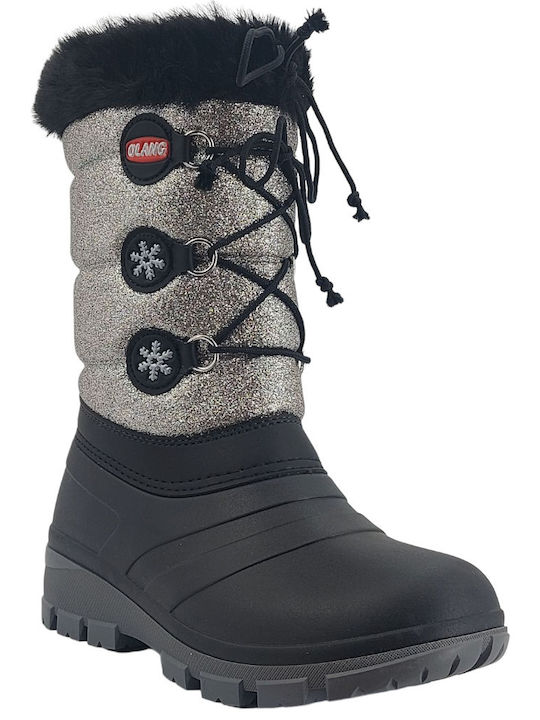 Olang Snow Boots with Laces & Fur Patty Silver