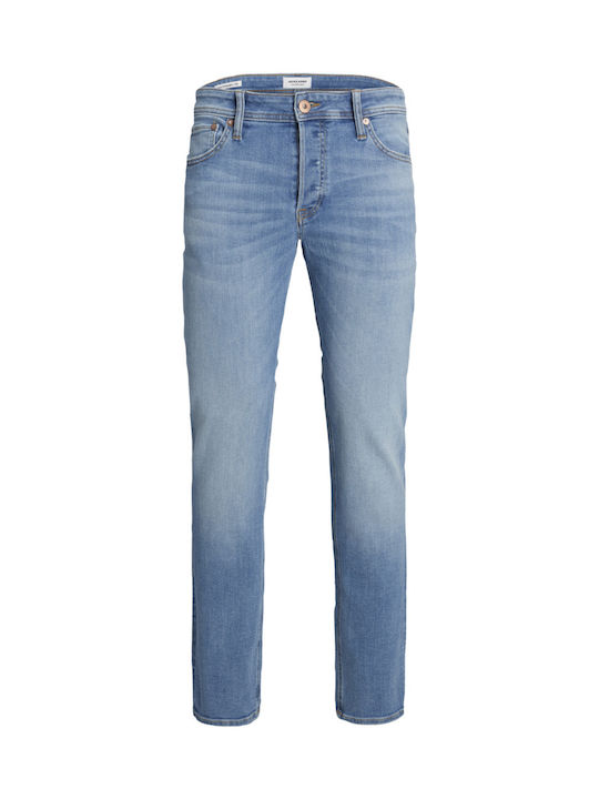 Ανδρικό Παντελόνι Τζιν Ελαστικό με Slim Straight Εφαρμογή Γαλάζιο