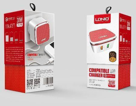 Ldnio Charger with 2 USB-A Ports and Cable Lightning 30W Quick Charge 3.0 Whites (A2405Q)