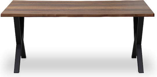 Table Dining Room Wooden with Metal Frame Walnut 140x80x75cm