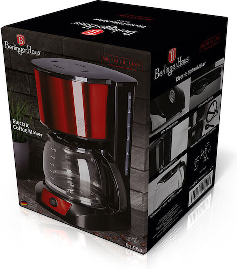 Berlinger Haus Mașină de cafea cu filtru 800W Burgundia metalică