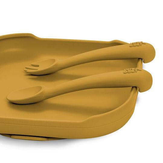 Interbaby Βρεφικό Σετ με Πιρούνι από Σιλικόνη Mustard 2τμχ