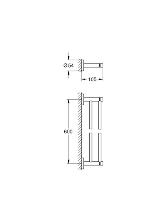 Grohe Essentials Ράγα Μπάνιου Διπλή Επιτοίχια με Βίδες ​65.4x65.4cm Brushed Cool Sunrise