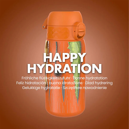 Ion8 Stainless Steel Kids Water Bottle Non Spill Orange 400ml