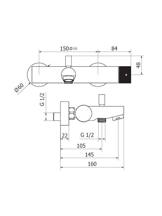 Teorema Lab Mixing Bathtub Shower Faucet Complete Set Silver