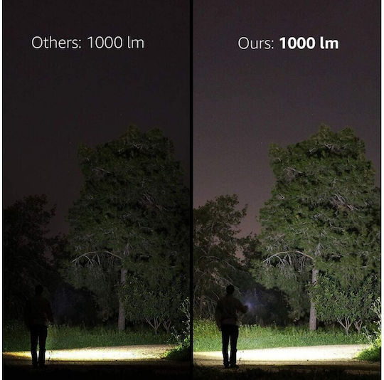 Презареждащ се Фенерче LED Waterproof IPX7 с максимална светлина 1000лм