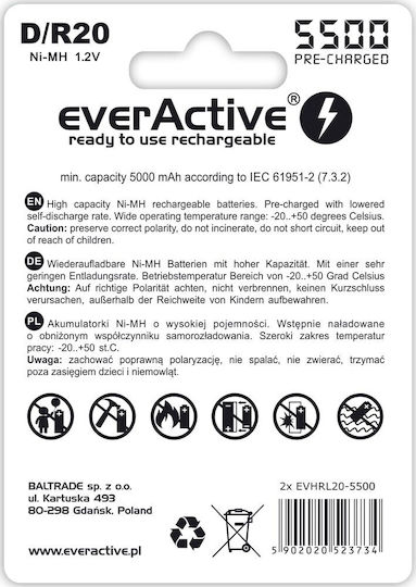 everActive Silver Line D 5500mAh (2τμχ)
