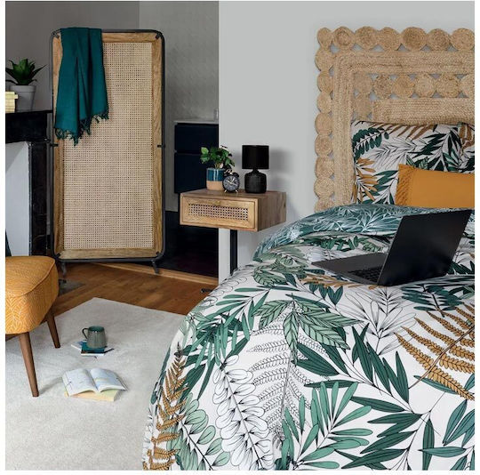 Atmosphera Cotton Duvet Cover Set 240x220cm Double With 2 Pillowcases Green