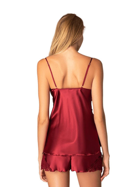 Milena by Paris Satin Babydoll Burgundy