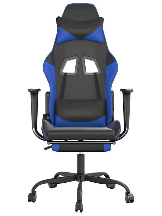 vidaXL 345411 Καρέκλα Gaming Δερματίνης με Υποπόδιο Μαύρο/Μπλε