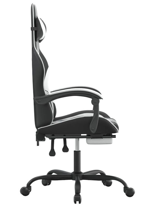 vidaXL 3143835 Artificial Leather Gaming Chair with Footrest Black / White