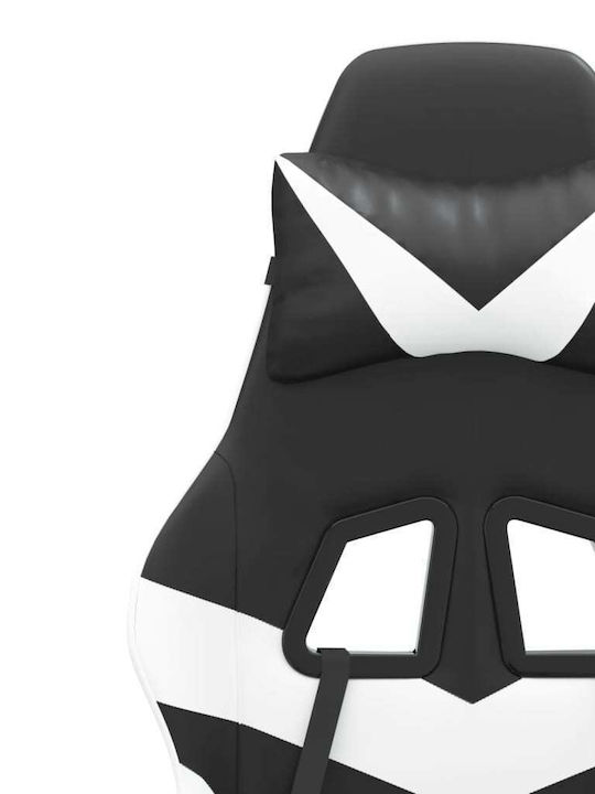 vidaXL 3143859 Καρέκλα Gaming Δερματίνης με Υποπόδιο Μαύρο/Λευκό