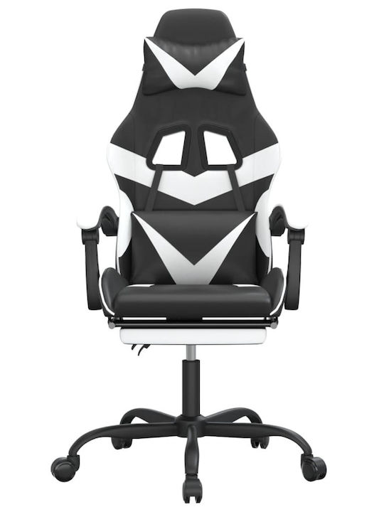 vidaXL 3143859 Καρέκλα Gaming Δερματίνης με Υποπόδιο Μαύρο/Λευκό