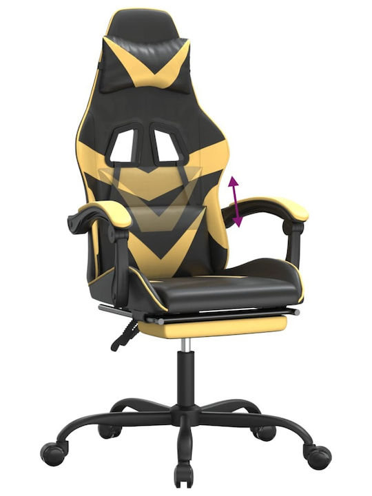 vidaXL 3143856 Artificial Leather Gaming Chair with Footrest Black / Gold