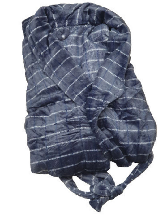 Robe Fleece (Velvet) Fluffy blue plaid